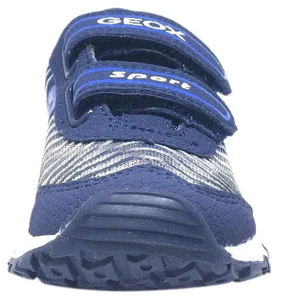 Geox Boy's Bernie Royal Blue & White Double Hook and Loop Strap Sneaker