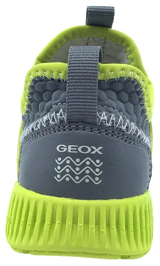 GEOX Boy's Sveth Elastic Lace Slip-On Sneaker (Grey/Yellow)