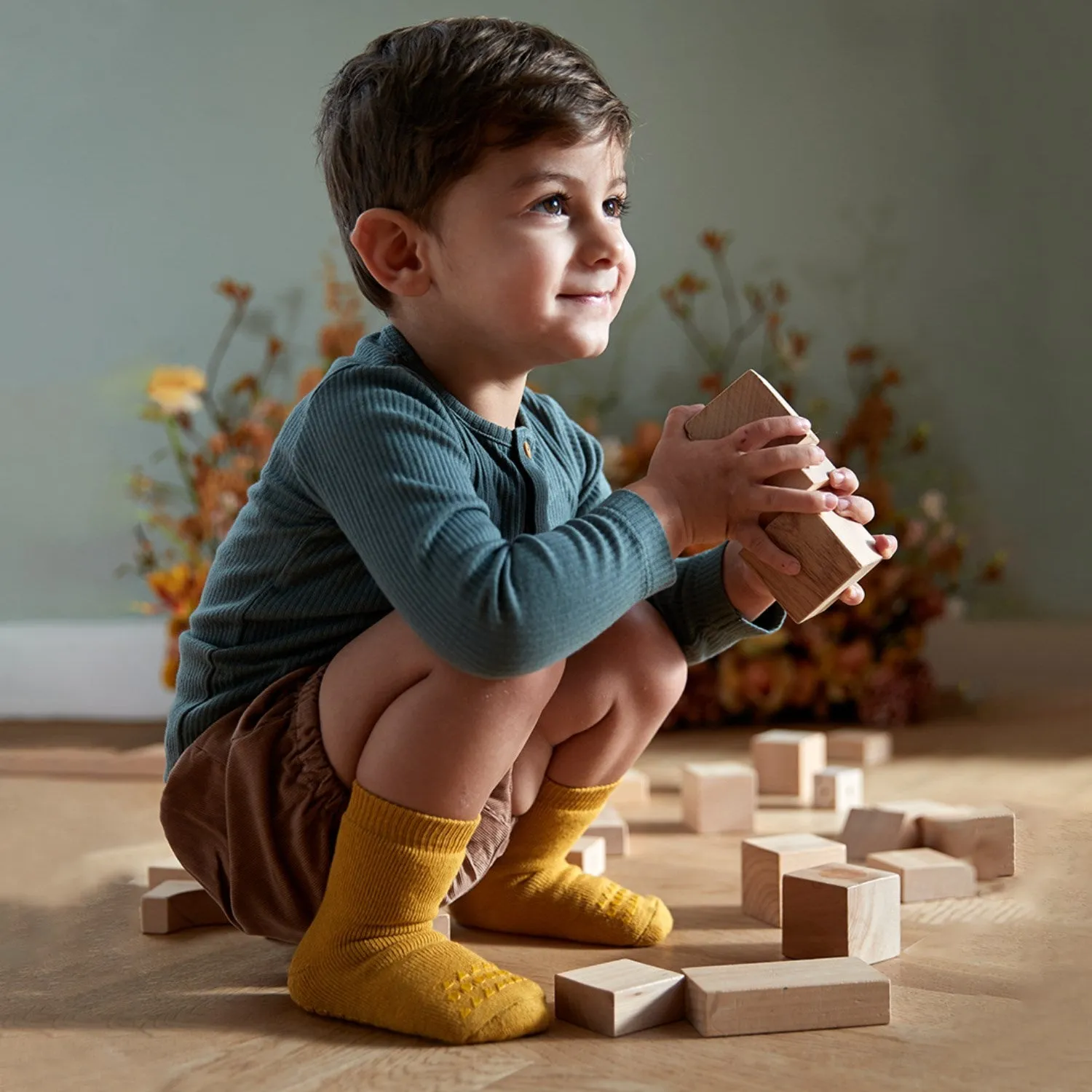 Gobabygo Mustard Non-slip Socks