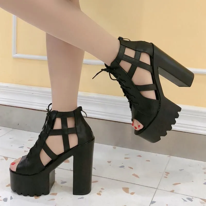 High Heeled Platform Sandals - GlamzLife