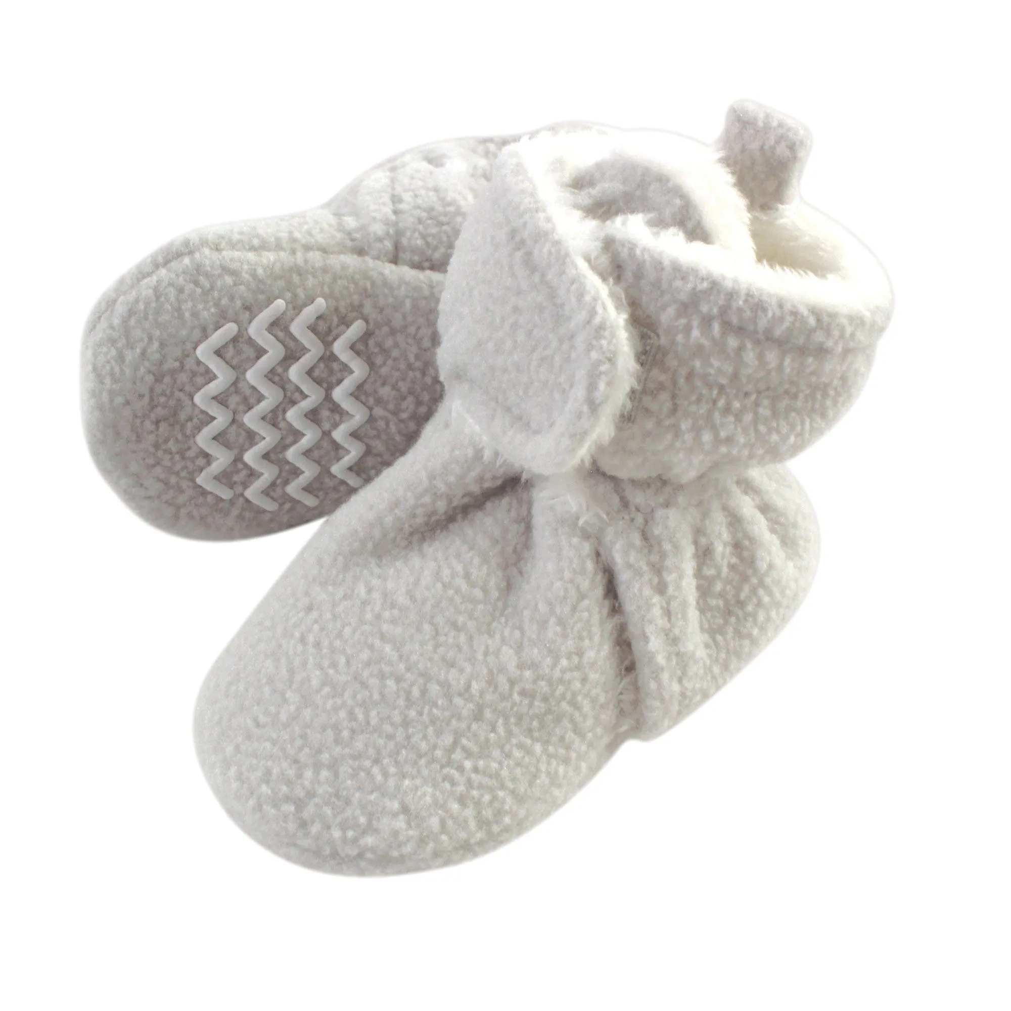 Hudson Baby Cozy Fleece and Sherpa Booties, Light Gray