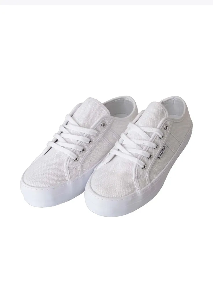 Human Shoes Lift Sneakers White Canvas