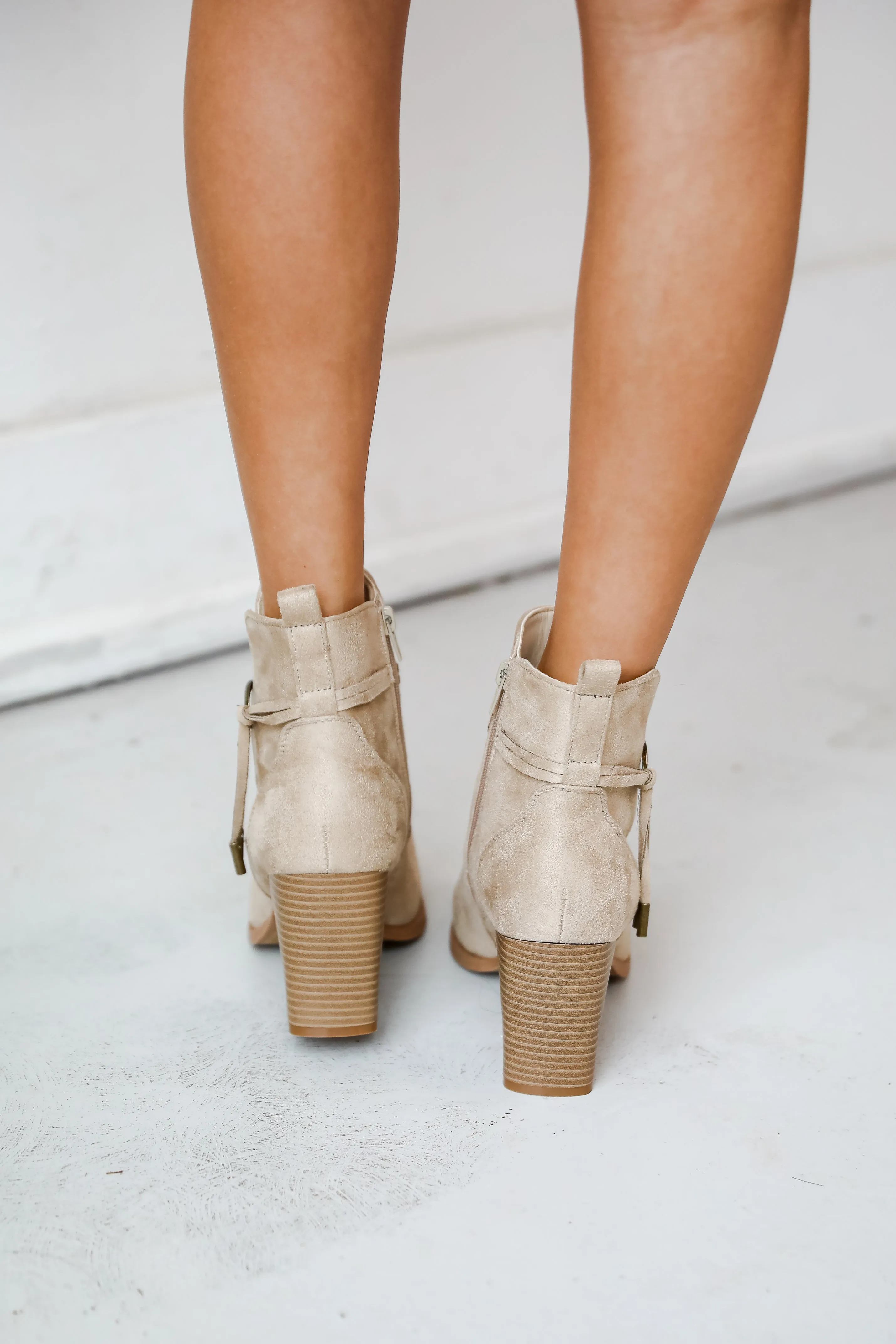 In Your Sights Tan Suede Booties