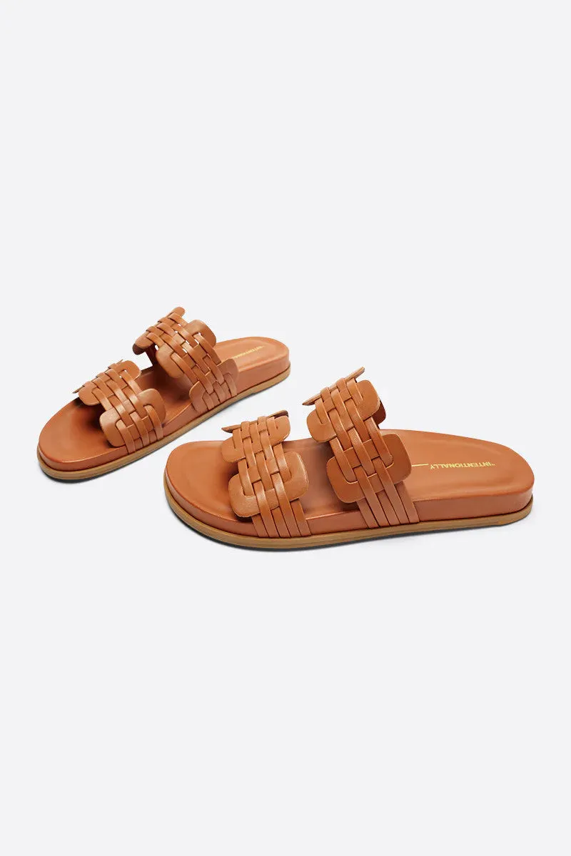 Intentionally Blank Brian Natural Sole Slides in Tan