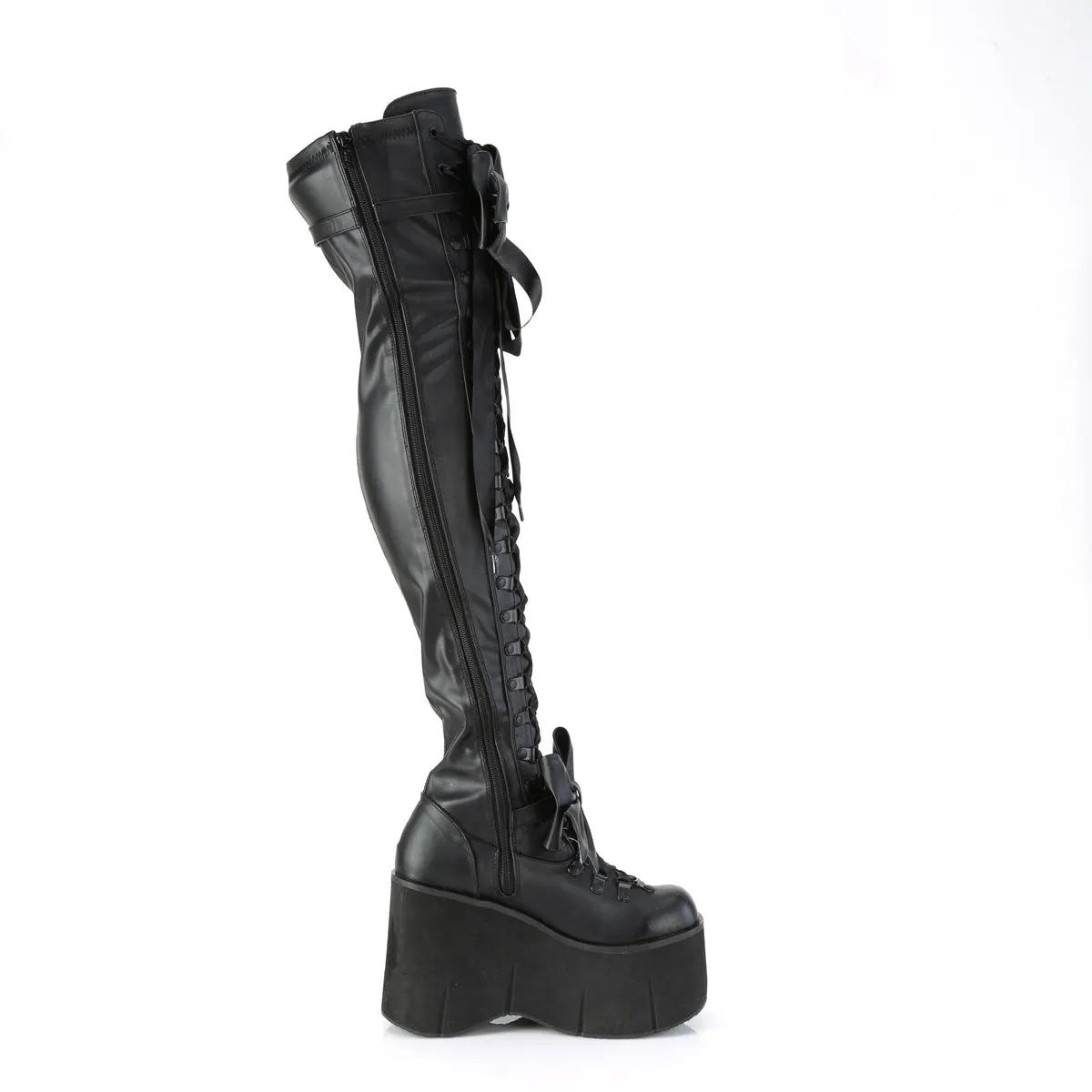 KERA-303 DemoniaCult Black Stretch Vegan Leather Sexy Women's Over-the-Knee Boots (Alternative Footwear)