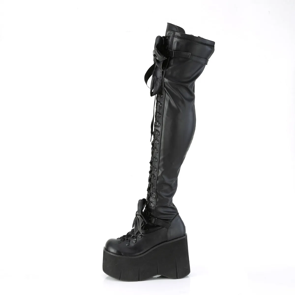 KERA-303 DemoniaCult Black Stretch Vegan Leather Sexy Women's Over-the-Knee Boots (Alternative Footwear)