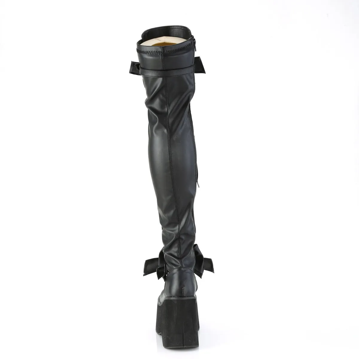 KERA-303 DemoniaCult Black Stretch Vegan Leather Sexy Women's Over-the-Knee Boots (Alternative Footwear)