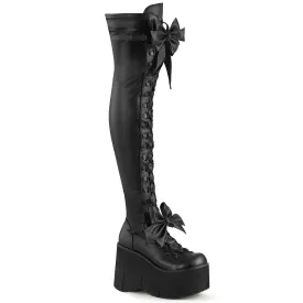 KERA-303 DemoniaCult Black Stretch Vegan Leather Sexy Women's Over-the-Knee Boots (Alternative Footwear)