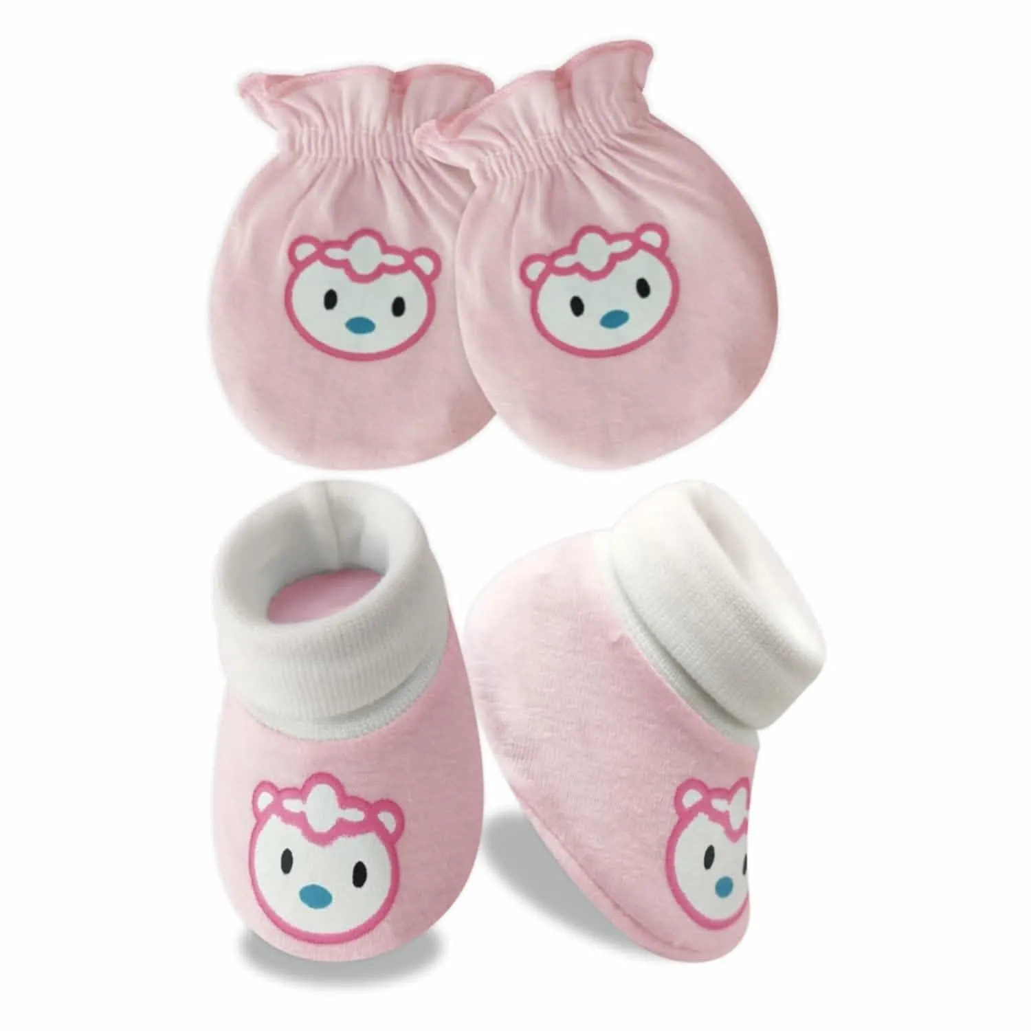 KIDS AND BEBS New Born Baby Mitten And Booties Set ( light pink )