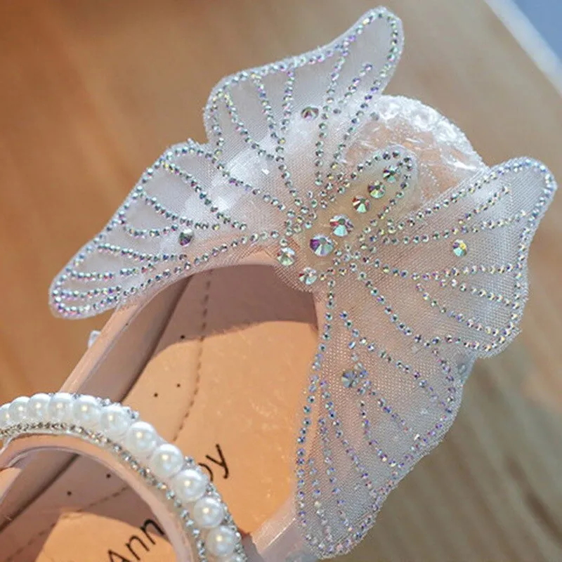 Korean Girls' Sandals Rhinestone Butterfly Princess Shoes