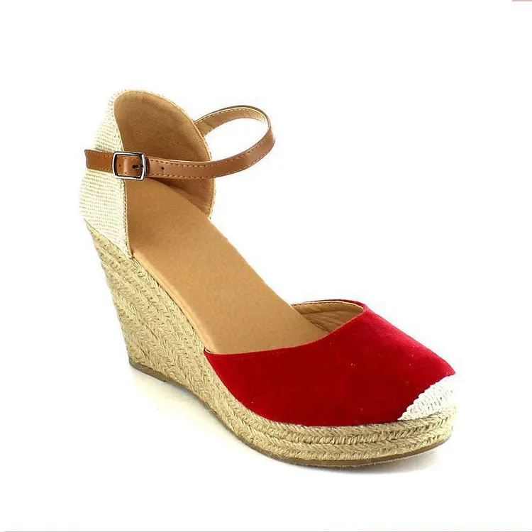 Lady's espadrille wedge heel closed toe sandals summer fashion wedges