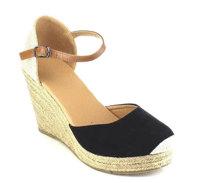 Lady's espadrille wedge heel closed toe sandals summer fashion wedges