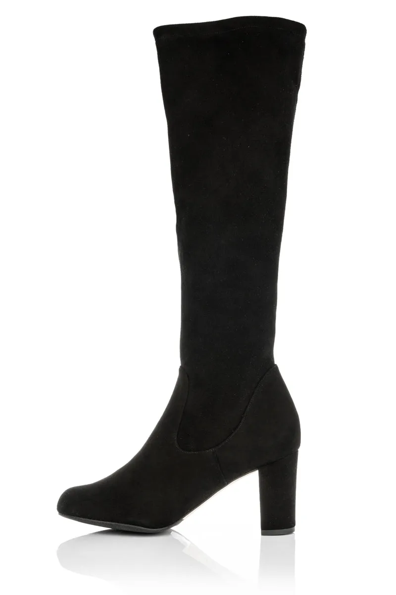 Lydia Extra-Wide Fit Knee High Boots - Black Suede