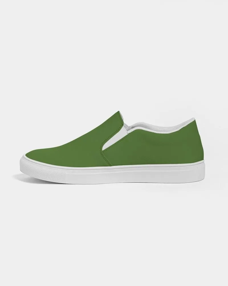 Medium Dark Warm Green Slip-On Canvas Sneakers | Men's | Medium Dark Pure Warm Green | C50M0Y100K60