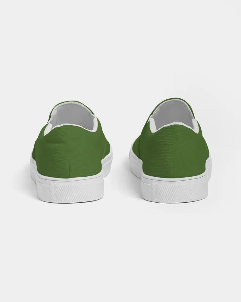 Medium Dark Warm Green Slip-On Canvas Sneakers | Men's | Medium Dark Pure Warm Green | C50M0Y100K60