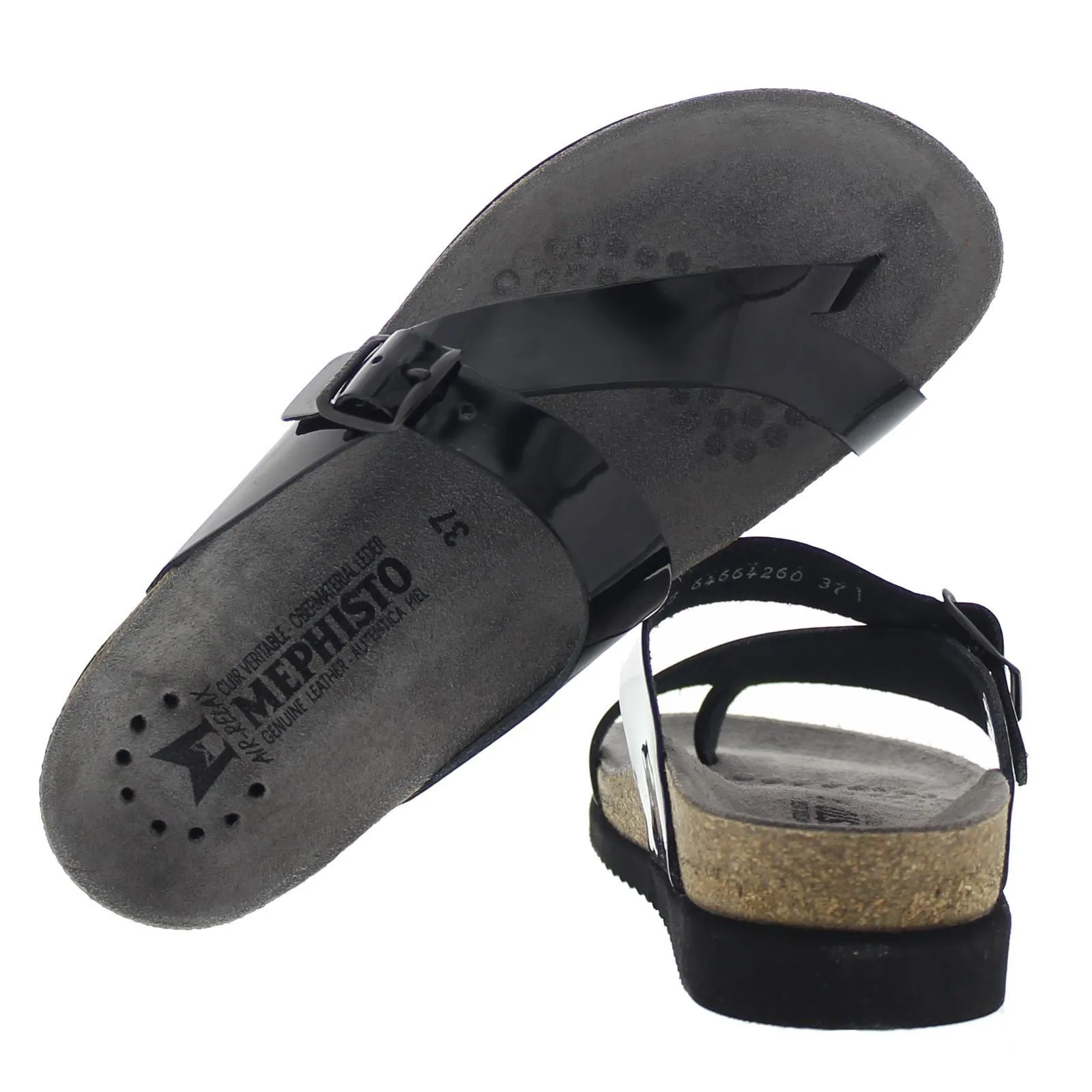 Mephisto Helen Black Patent Leather Women's Slide Sandals