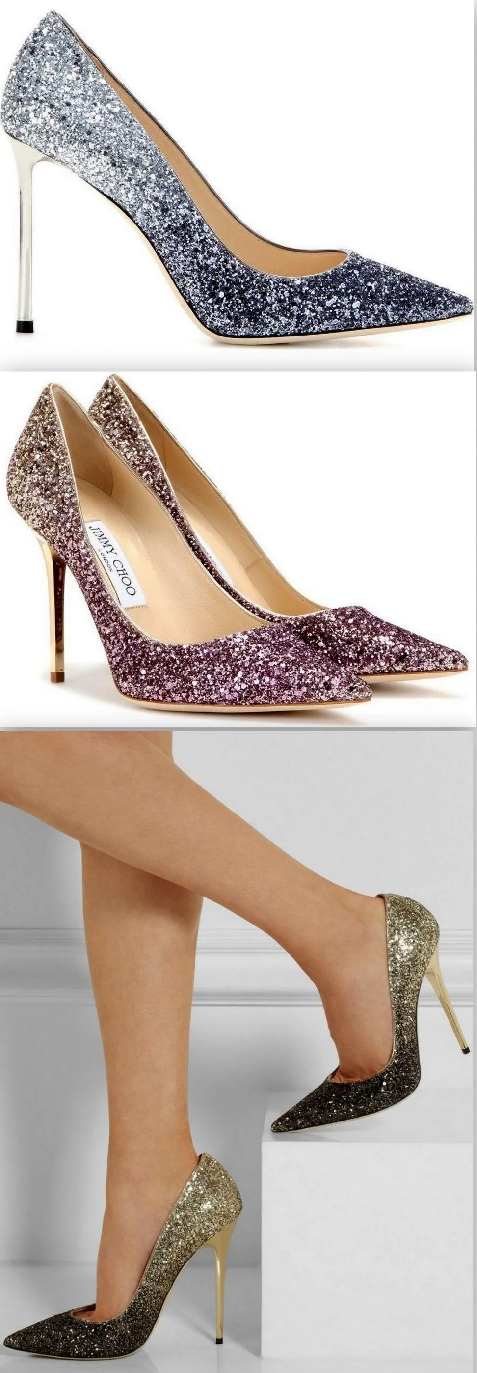 'Momento' Ombre Glitter Pumps - Silver/Dark Navy, Gold/Purple, Gold/Black