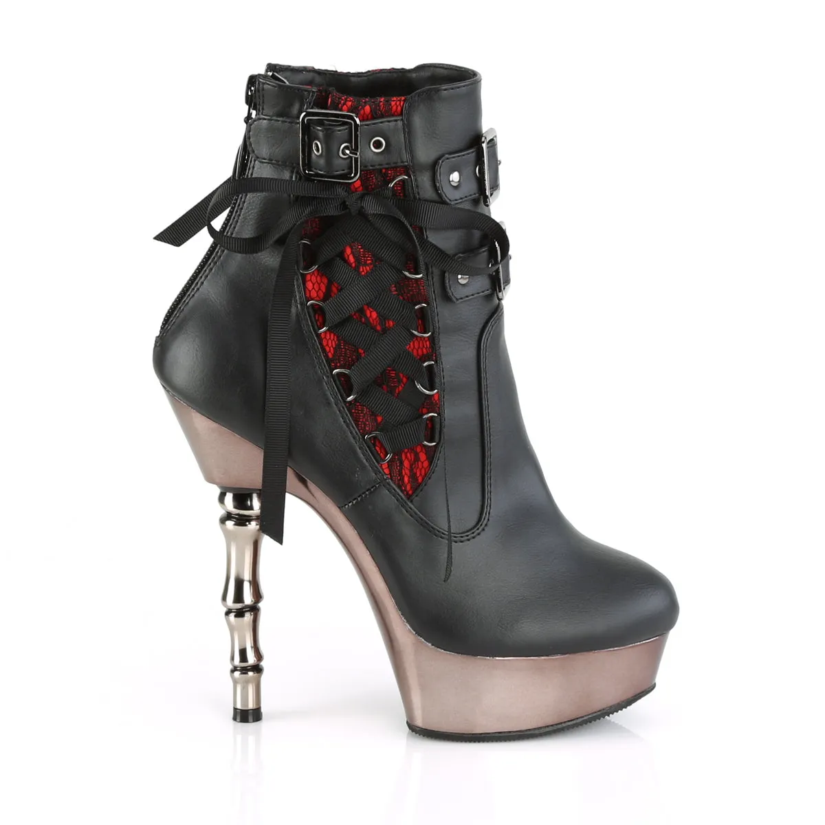 MUERTO-1030 DemoniaCult Black Faux Leather Sexy Women's Mid-Calf & Knee High Boots (Alternative Footwear)