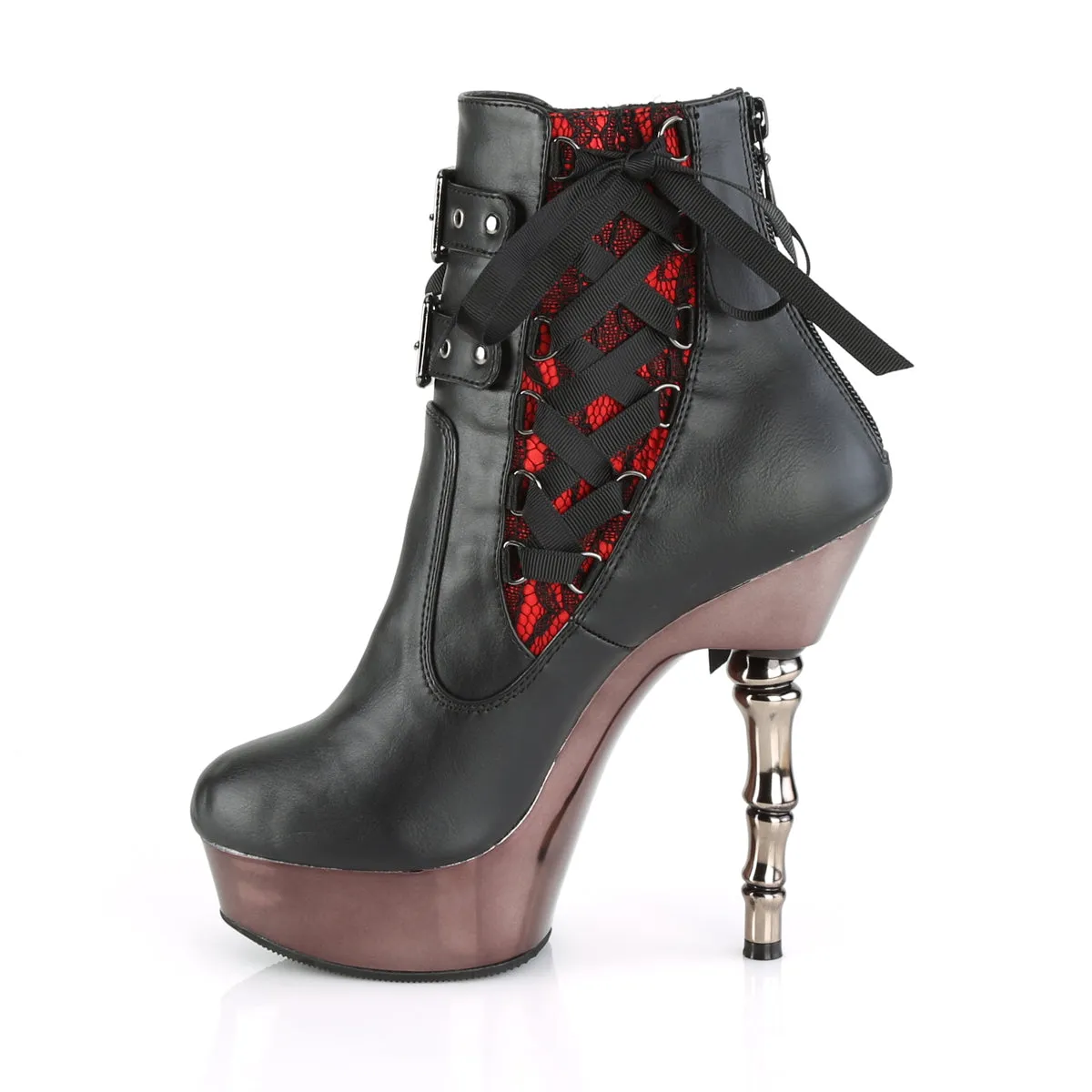 MUERTO-1030 DemoniaCult Black Faux Leather Sexy Women's Mid-Calf & Knee High Boots (Alternative Footwear)