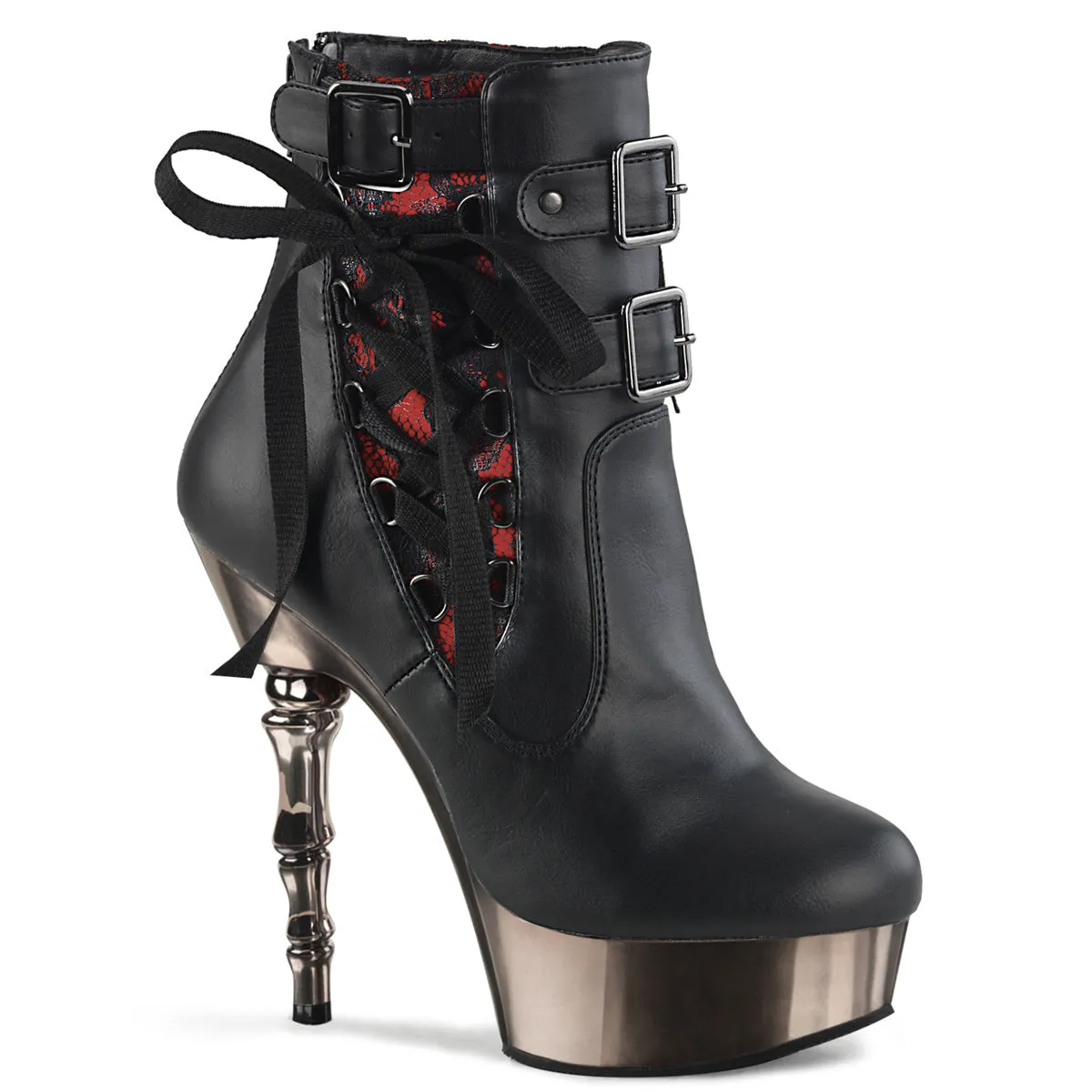 MUERTO-1030 DemoniaCult Black Faux Leather Sexy Women's Mid-Calf & Knee High Boots (Alternative Footwear)