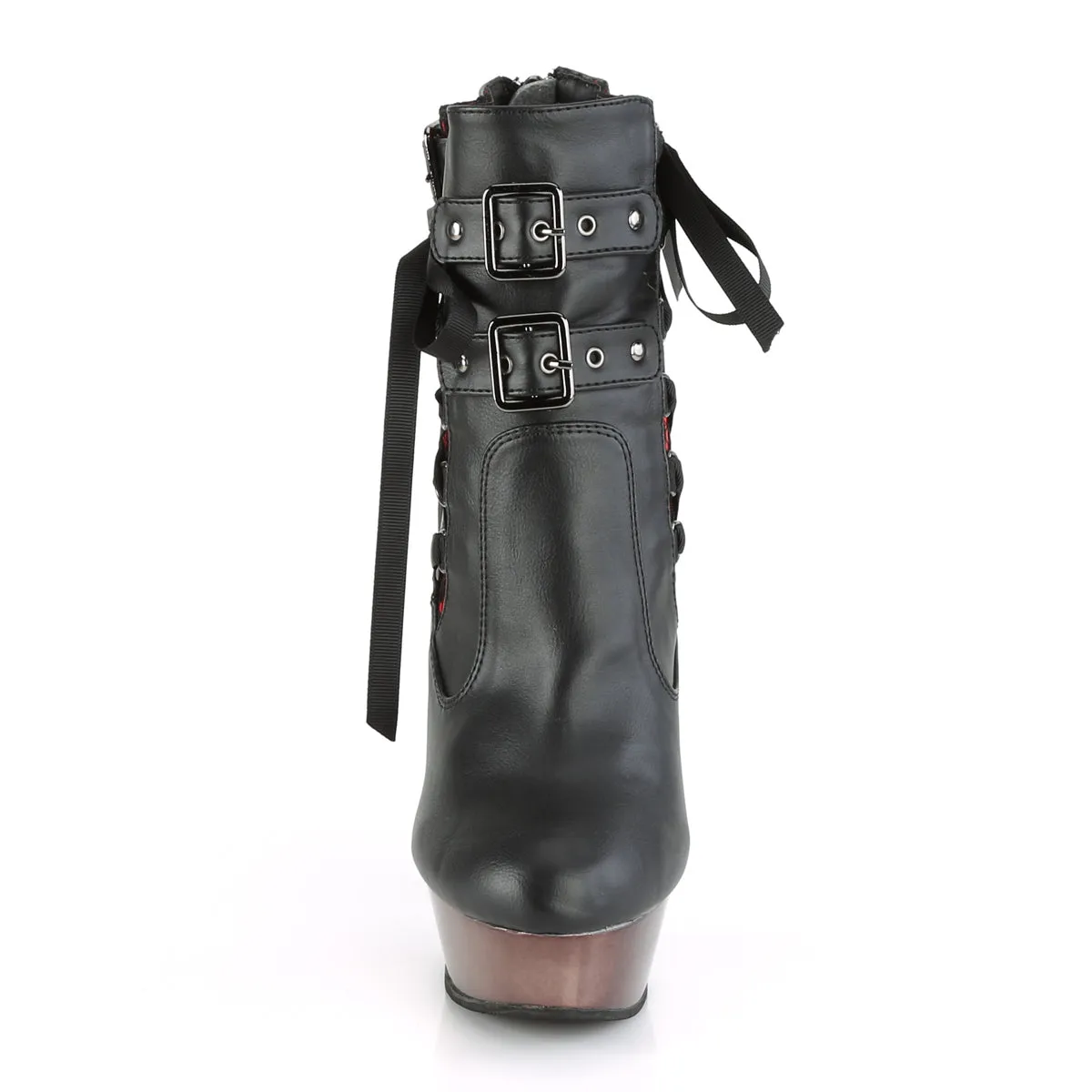 MUERTO-1030 DemoniaCult Black Faux Leather Sexy Women's Mid-Calf & Knee High Boots (Alternative Footwear)