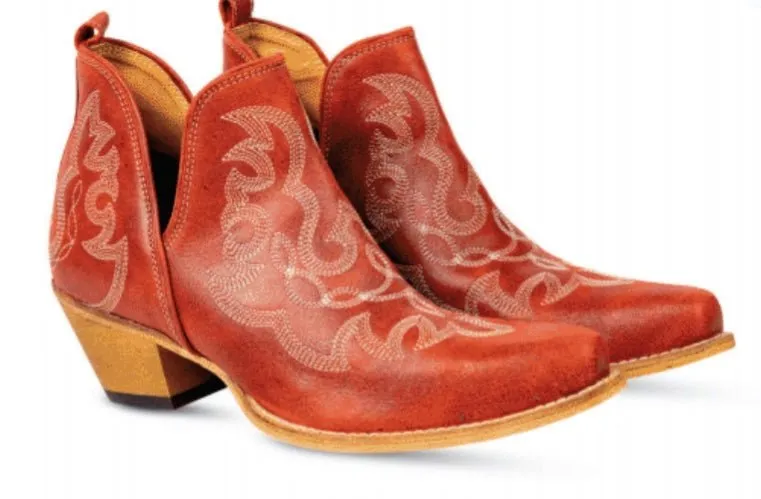 Myra Maisie Red Leather Stitched Booties