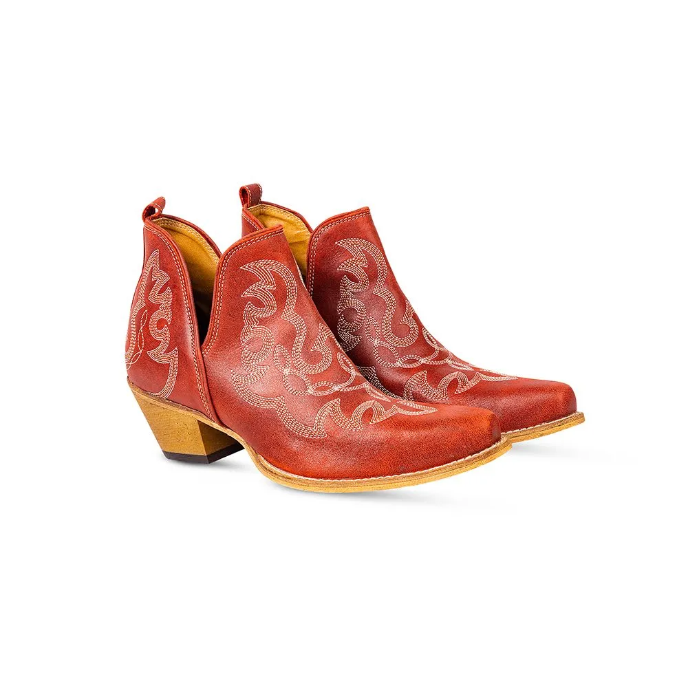 Myra Maisie Red Leather Stitched Booties