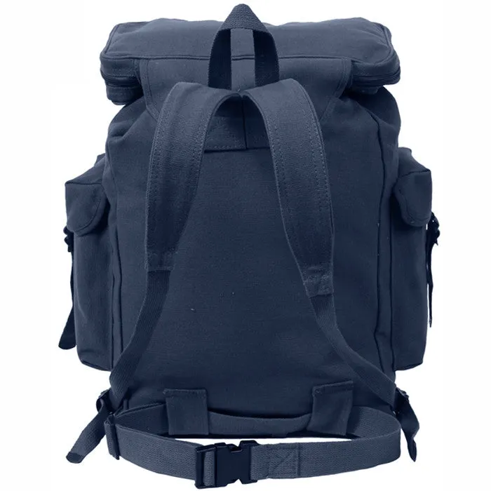 Navy Blue - Canvas European Style Rucksack Backpack