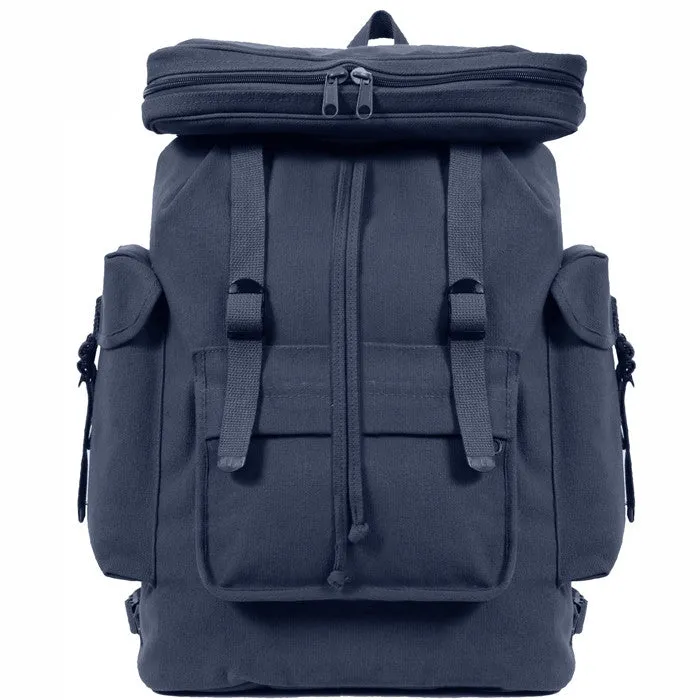 Navy Blue - Canvas European Style Rucksack Backpack