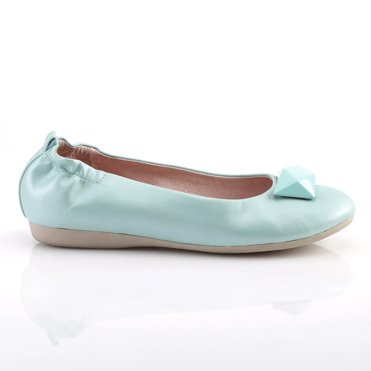 OLIVE-08 Pin Up Couture Flats Aqua Faux Leather Sexy Single Soles (Retro Heels)