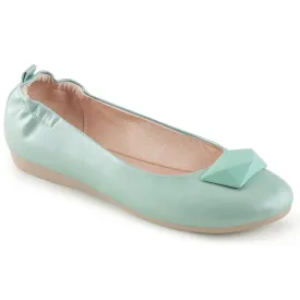 OLIVE-08 Pin Up Couture Flats Aqua Faux Leather Sexy Single Soles (Retro Heels)