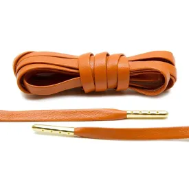 Orange Luxury Leather Laces - Gold Plated