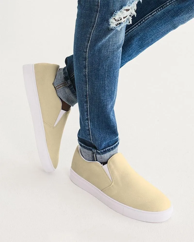 Pale Pastel Orange Yellow Slip-On Canvas Sneakers | Men's | Bright Pale Pastel Orange Yellow | C0M8Y30K0