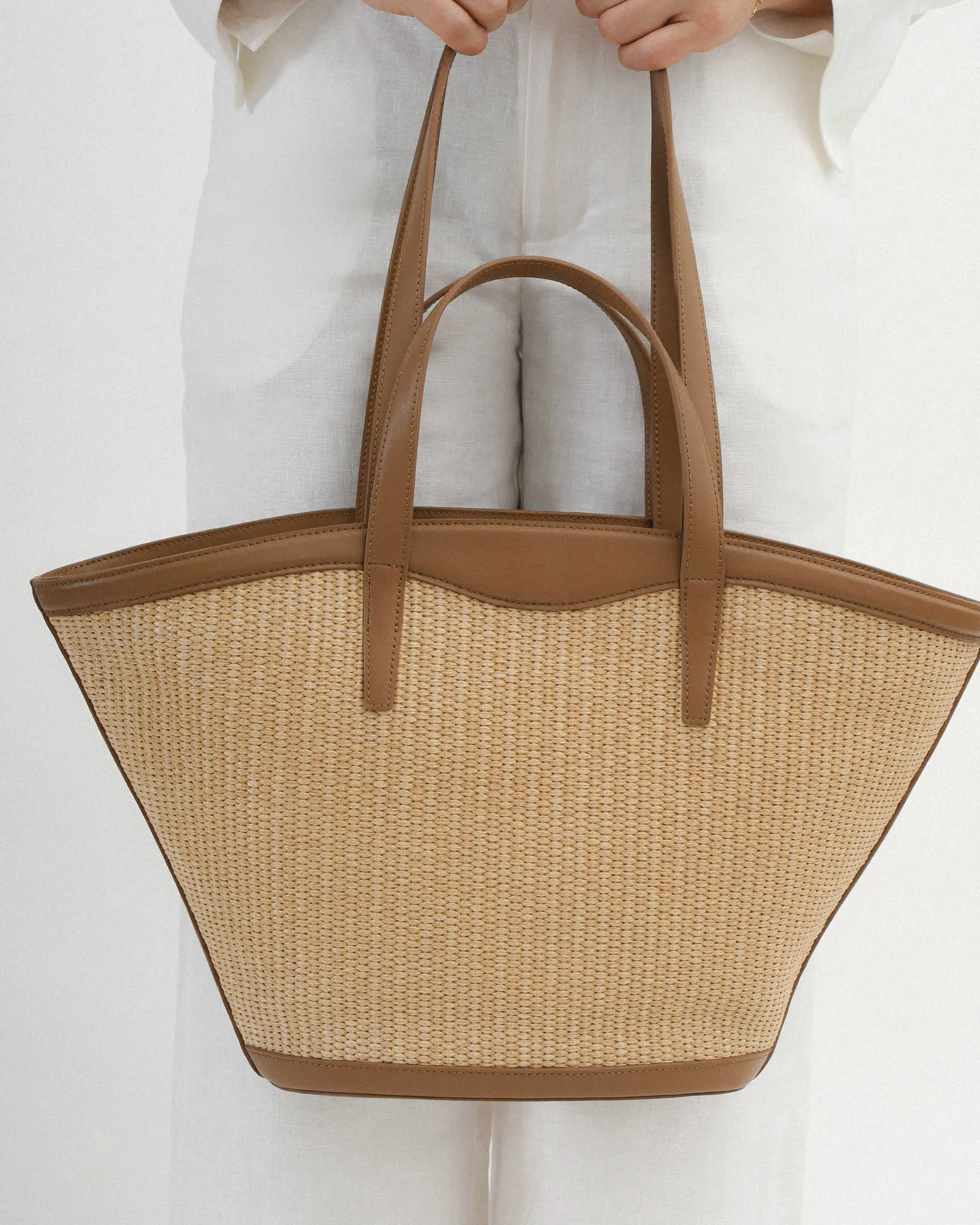 PAPI TOTE BAG CARAMEL RAFFIA