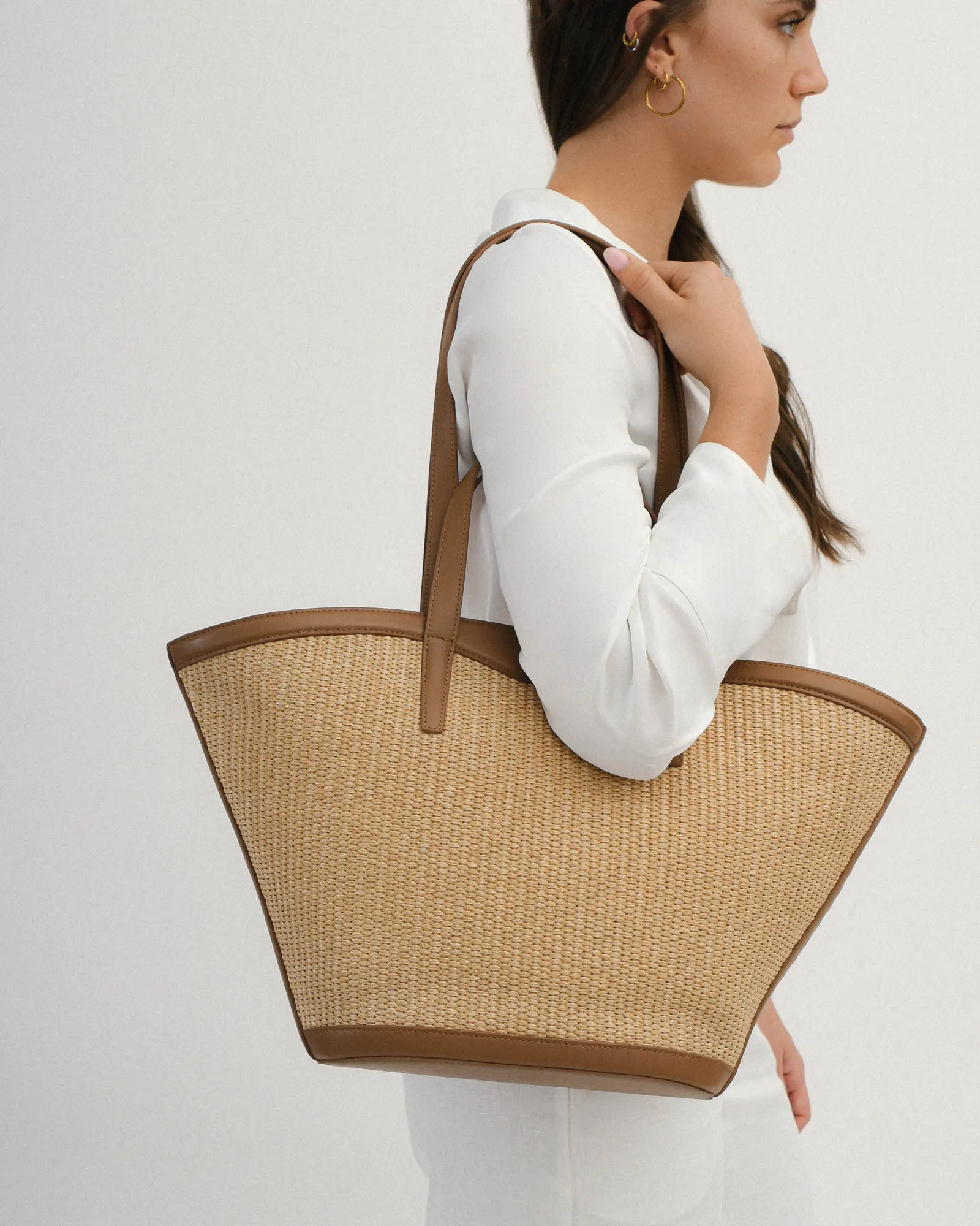 PAPI TOTE BAG CARAMEL RAFFIA