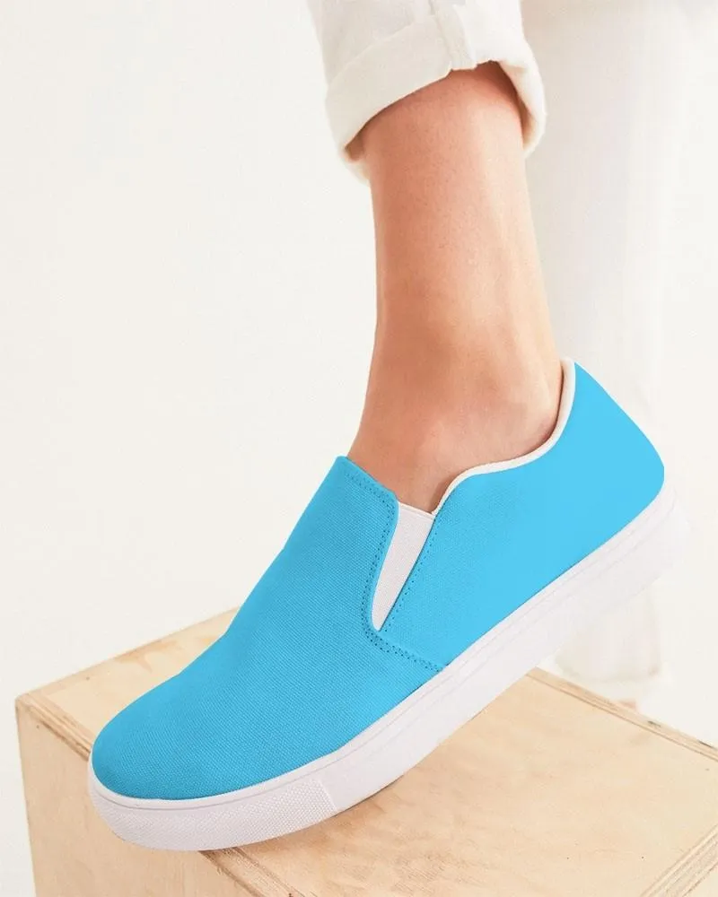 Pastel Cyan Slip-On Canvas Sneakers | Women's | Bright Pastel Cyan | C60M0Y0K0