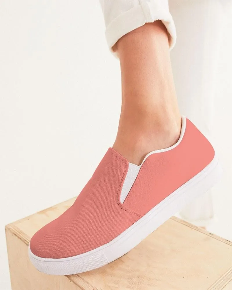 Pastel Pink Red Slip-On Canvas Sneakers | Women's | Bright Pastel Pink Red | C0M60Y45K0