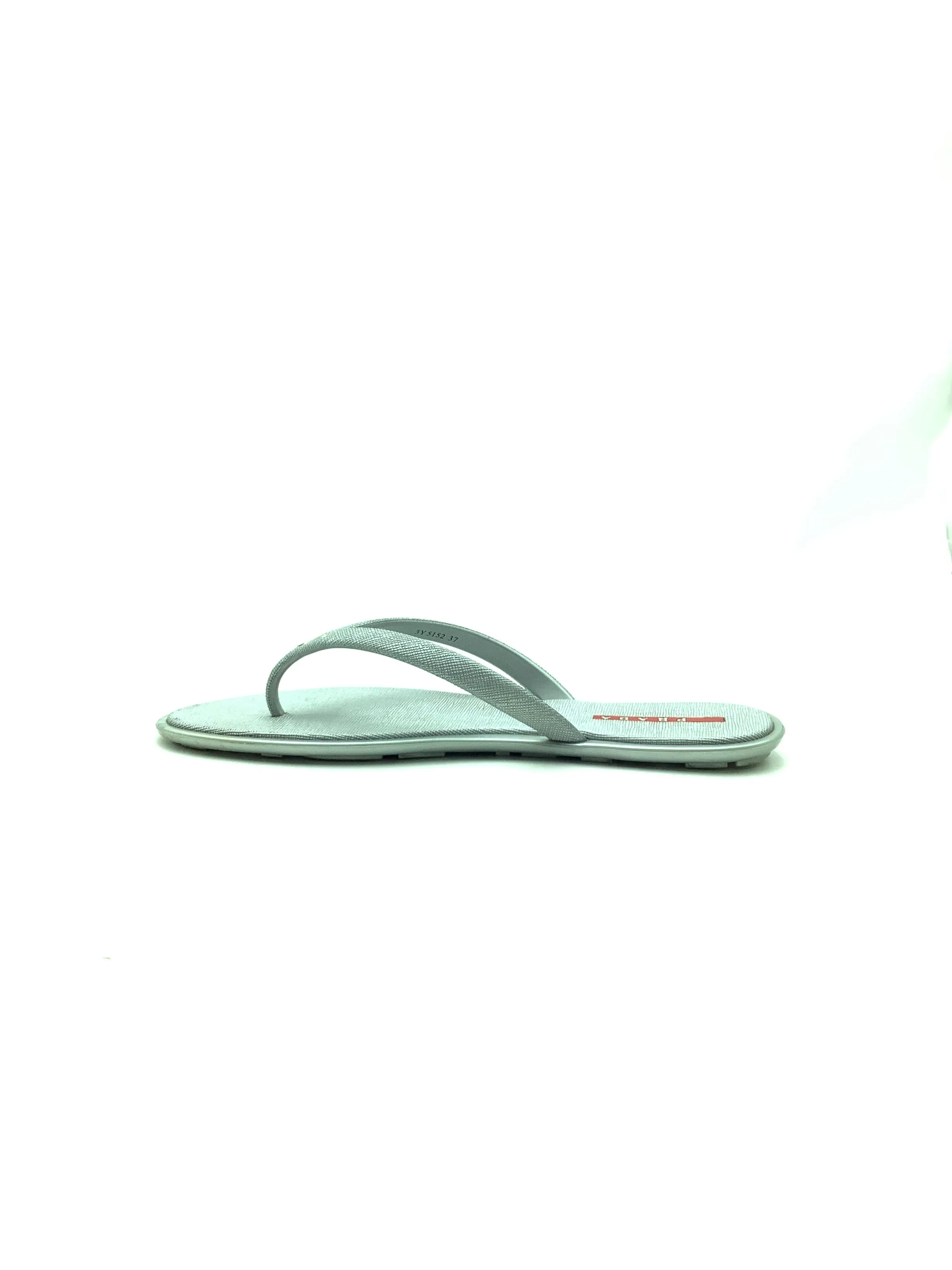 Prada Flip Flops Silver Sport Rubber Size: US 6.5/EU 37