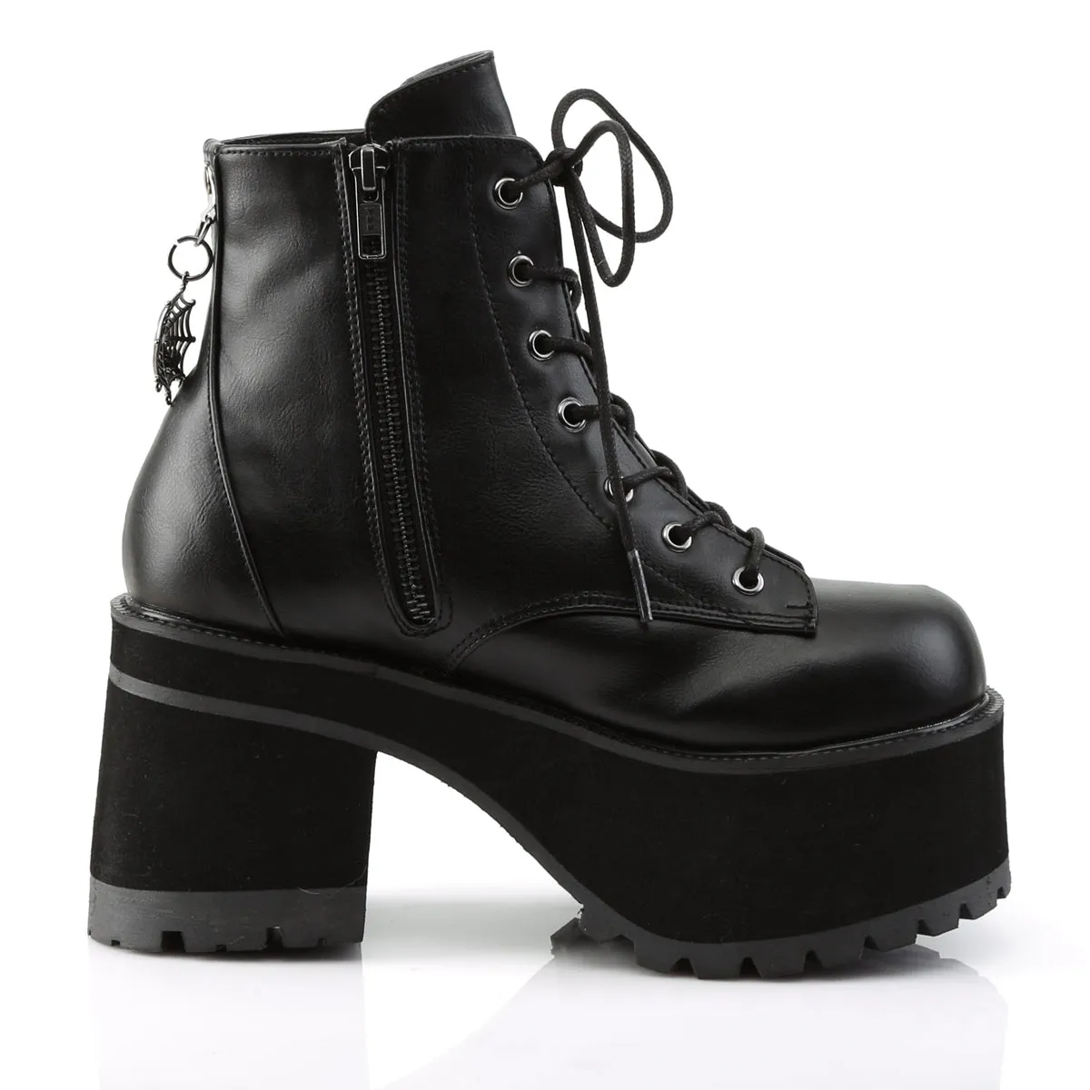 RANGER-105 DemoniaCult Black Vegan Leather Sexy Women's Ankle Boots (Alternative Footwear)