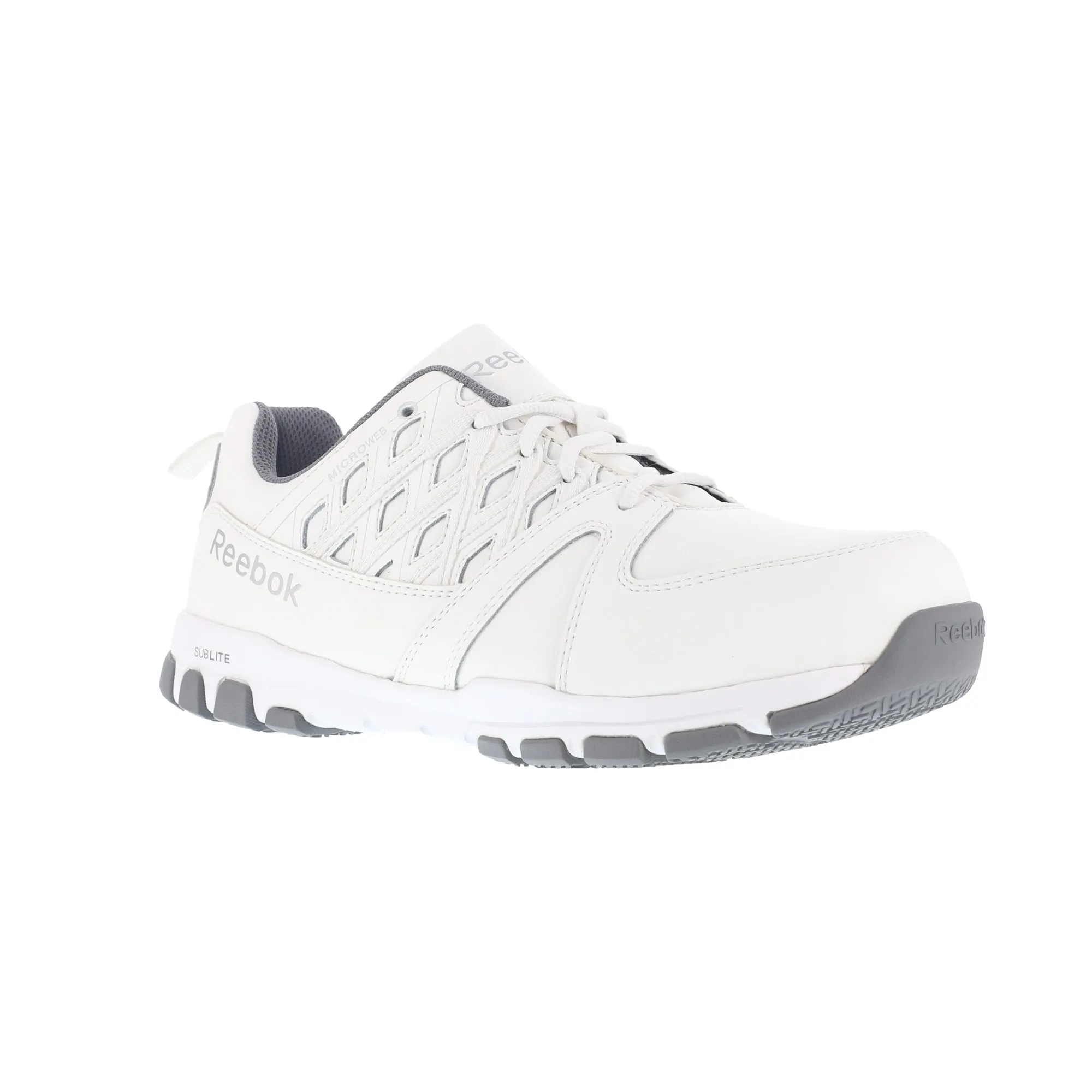 Reebok Mens White Leather Work Shoes ST Sublite Athletic