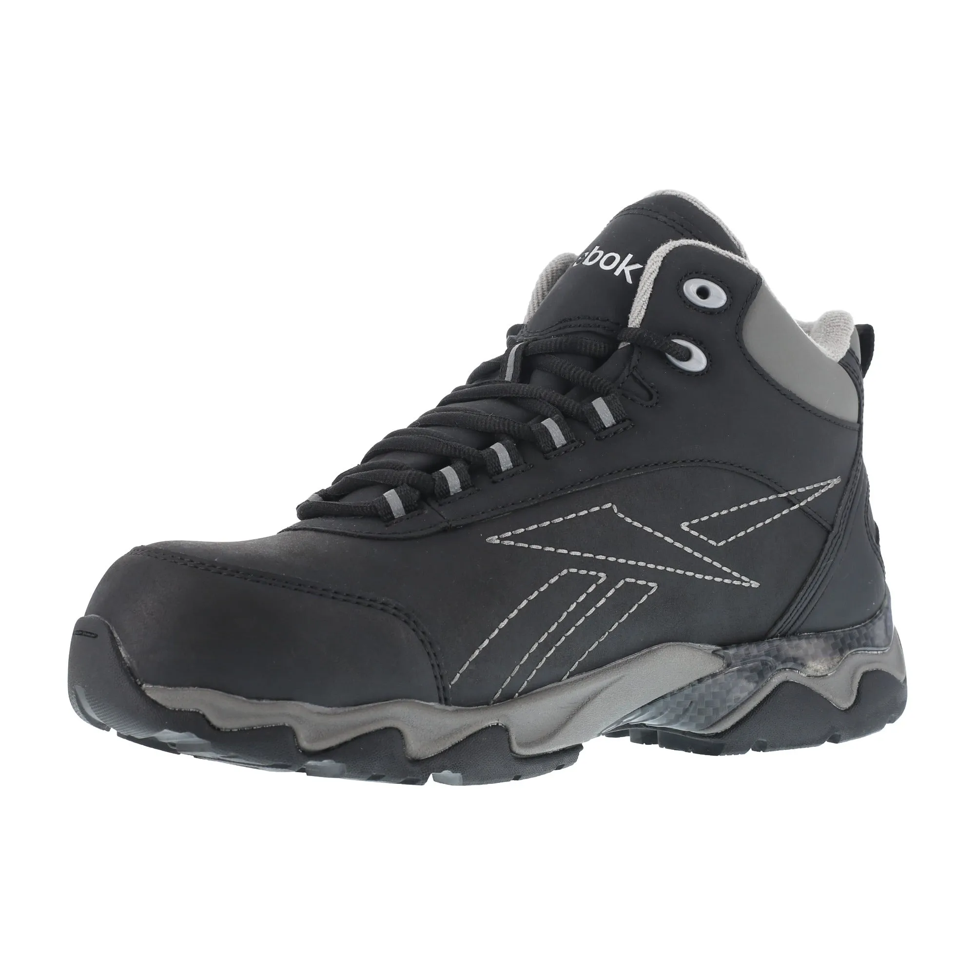 Reebok Womens Black Leather Work Boots Beamer Hiker WP Met Guard