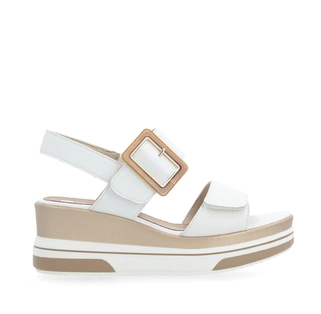 Remonte D1P50-80 White Leather Wedge Sandals