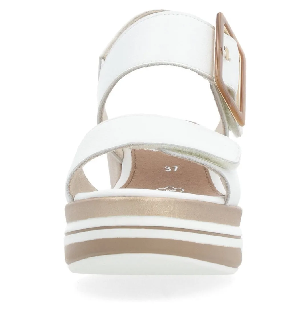 Remonte D1P50-80 White Leather Wedge Sandals