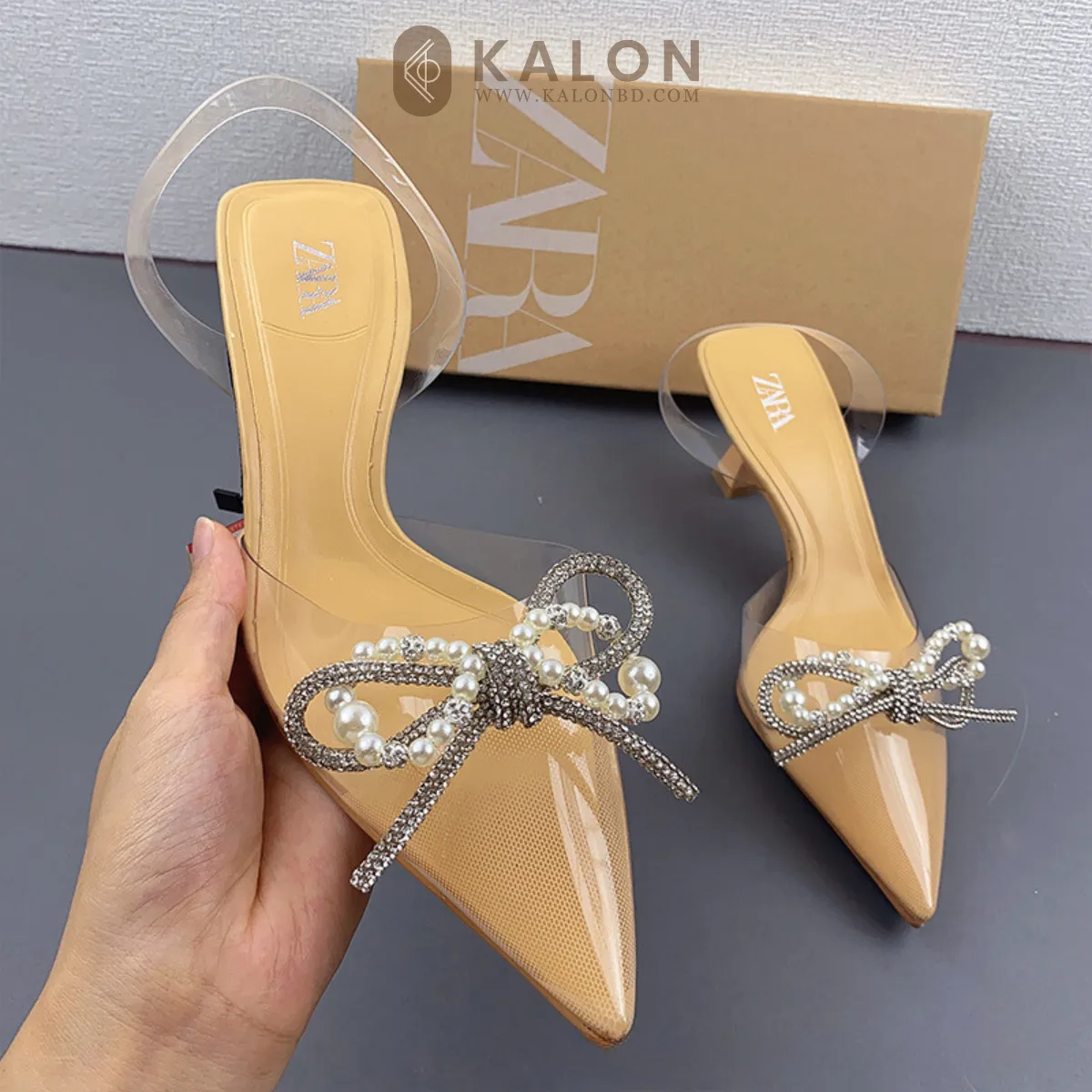 Rhinestone decoration slingback heel