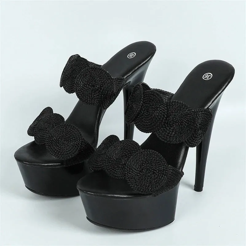 Sexy Peep Toe Pole Dance Platform Slipper Handmade High Heel High Heel