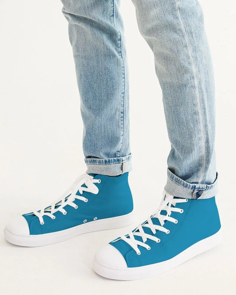 Shaded Cyan High-Top Canvas Sneakers | Men's | C100M0Y0K30