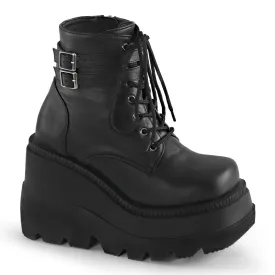 SHAKER-52 DemoniaCult Black Vegan Leather Sexy Women's Ankle Boots (Alternative Footwear)