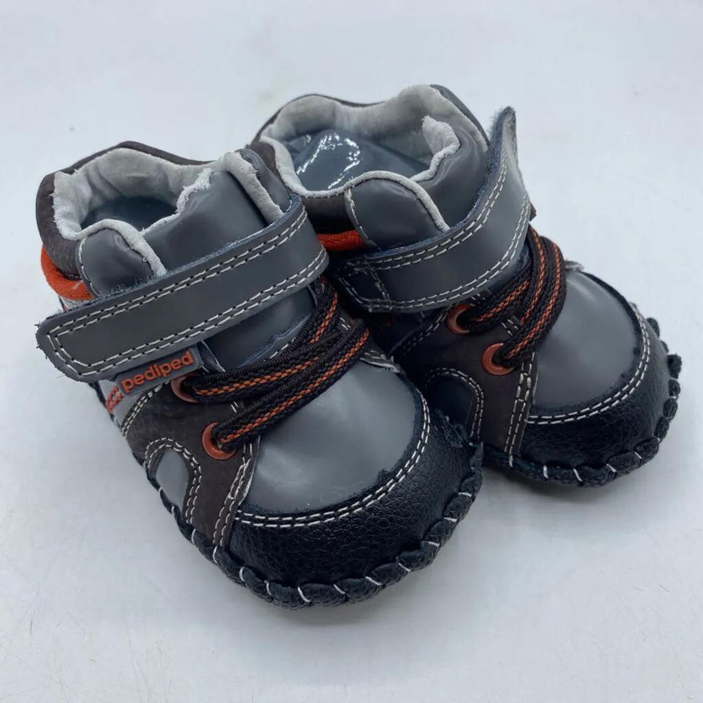 Size XS (0-6m): Pediped Justin/CHARCOAL Soft-Soled Baby Shoes NEW in BOX