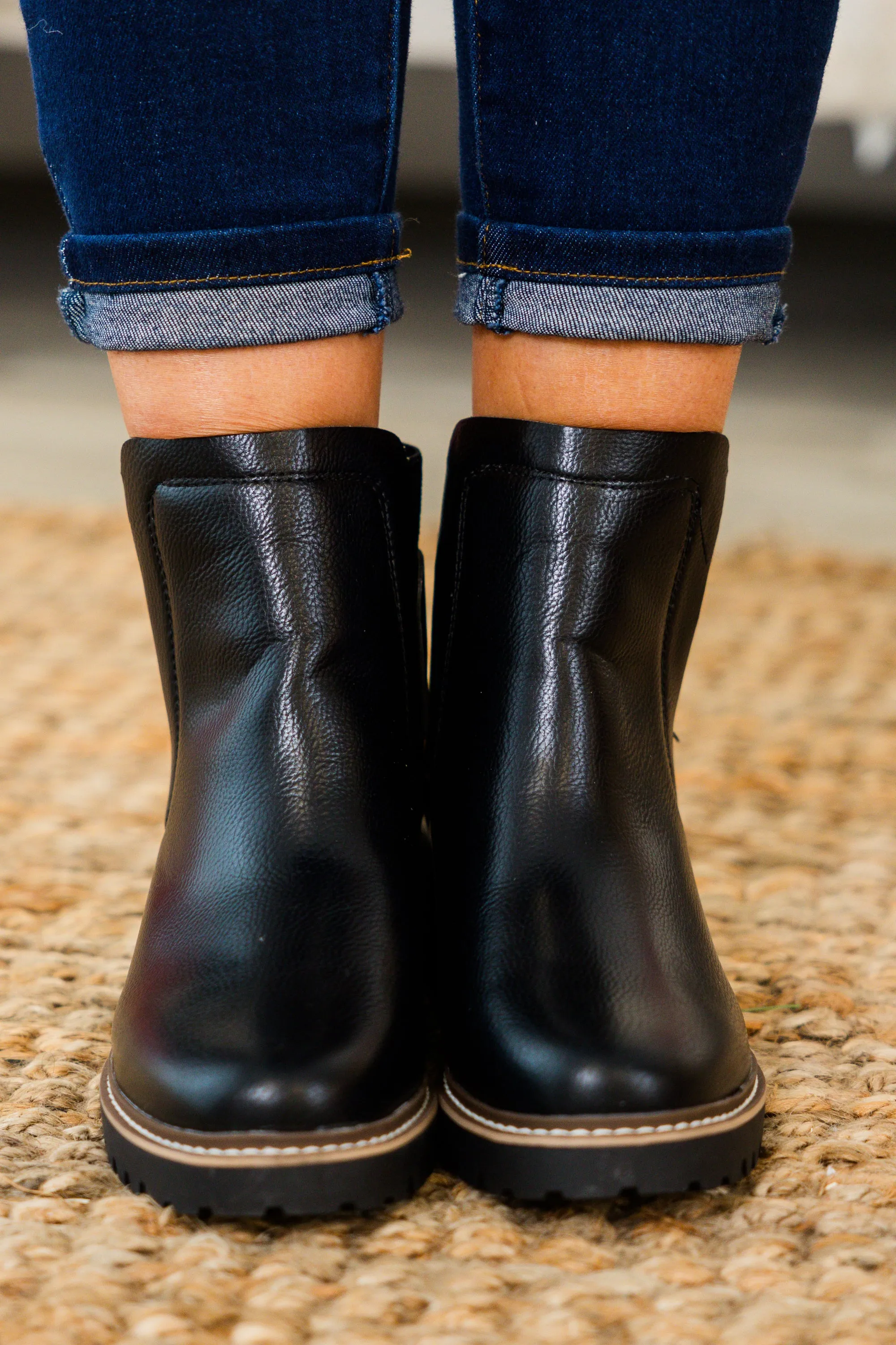 Sleek Street Booties, Black