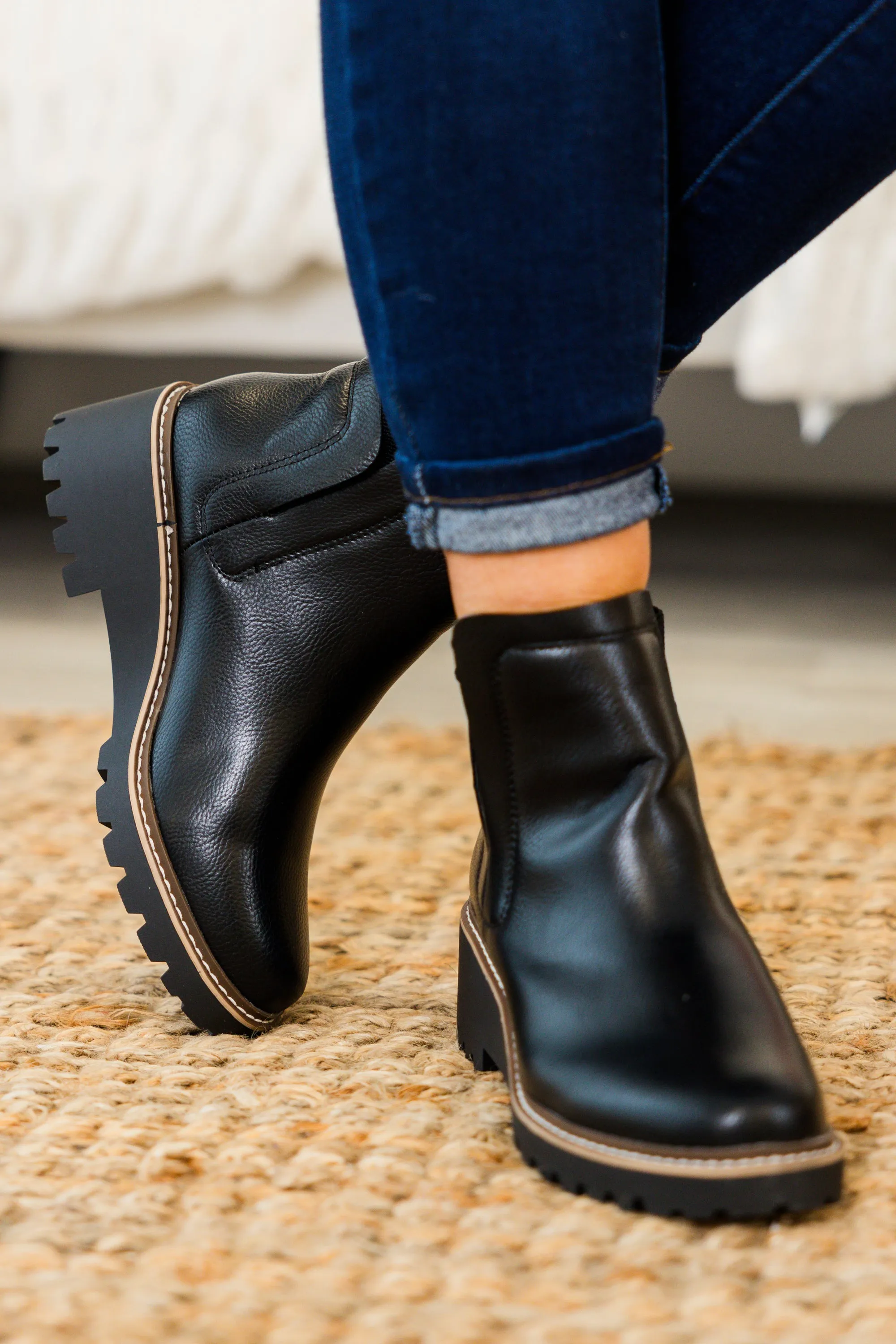 Sleek Street Booties, Black